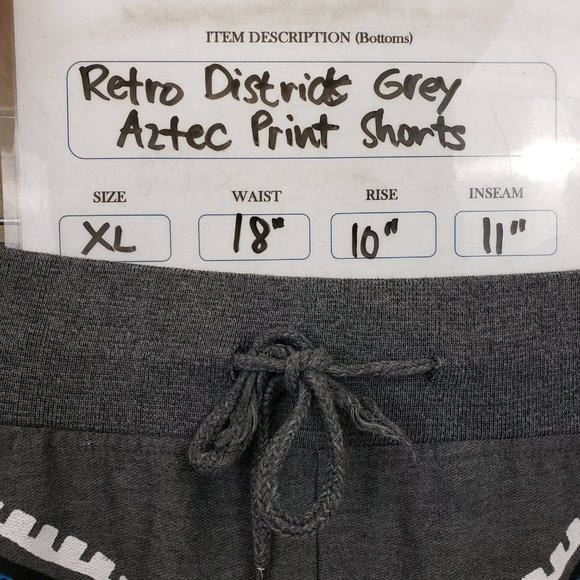 Retro Distrikt Men's Sz XL Grey Aztec Print Drawcord Casual Board Shorts - Picture 13 of 13